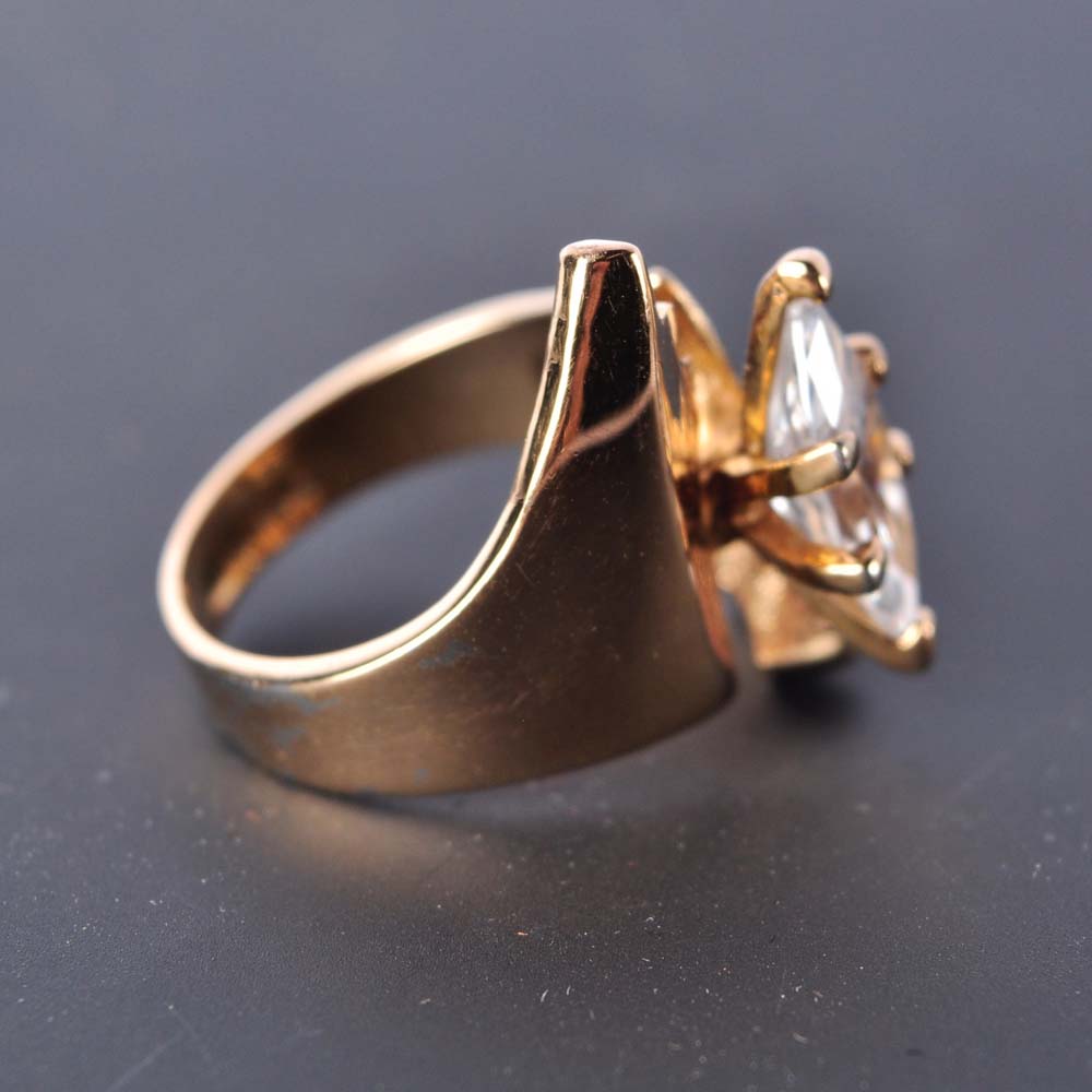 18 Kt Gold Electroplated Cubic Zirconia Ring