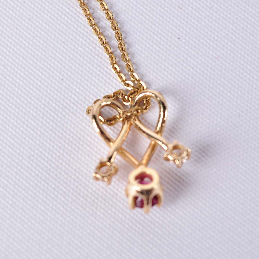 Italian 14K Gold Garnet and Diamond Pendant