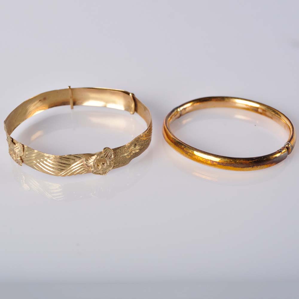 Pair of Vintage Gold-Filled Baby Bangle Bracelets