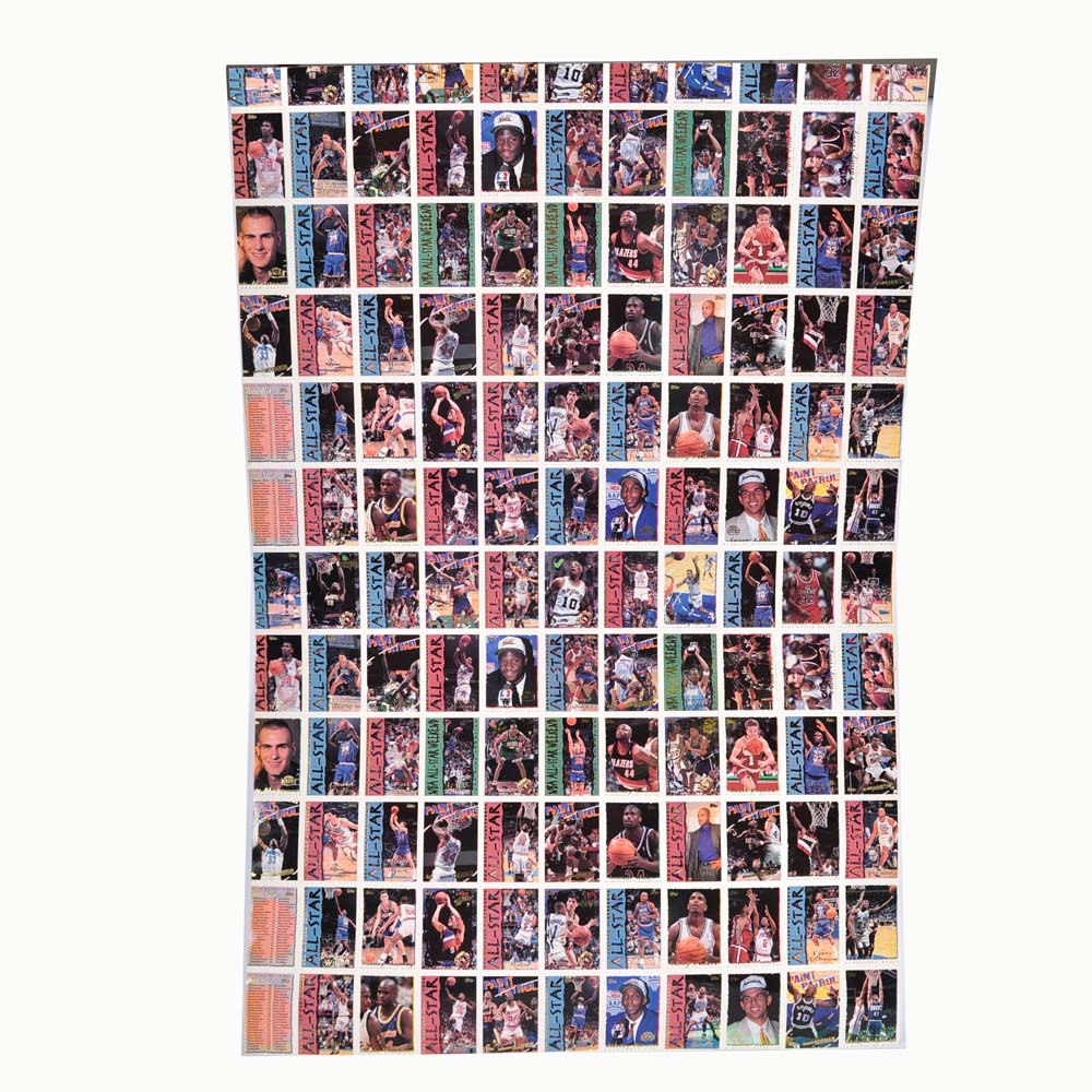 Sheet of Uncut 1994 All-Star NBA Trading Cards