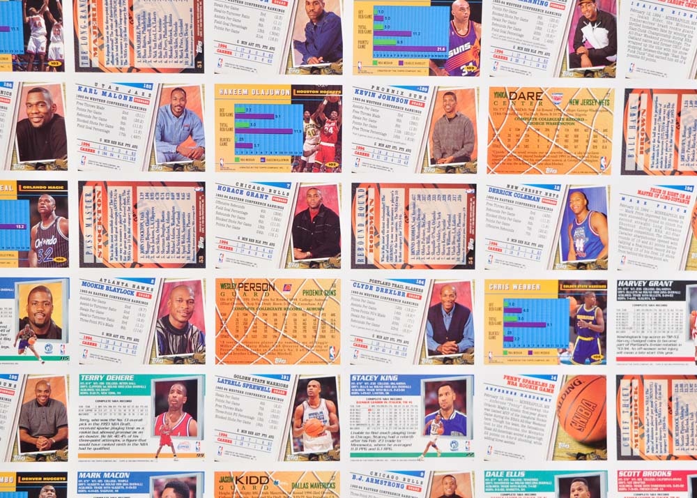 Sheet of Uncut 1994 All-Star NBA Trading Cards