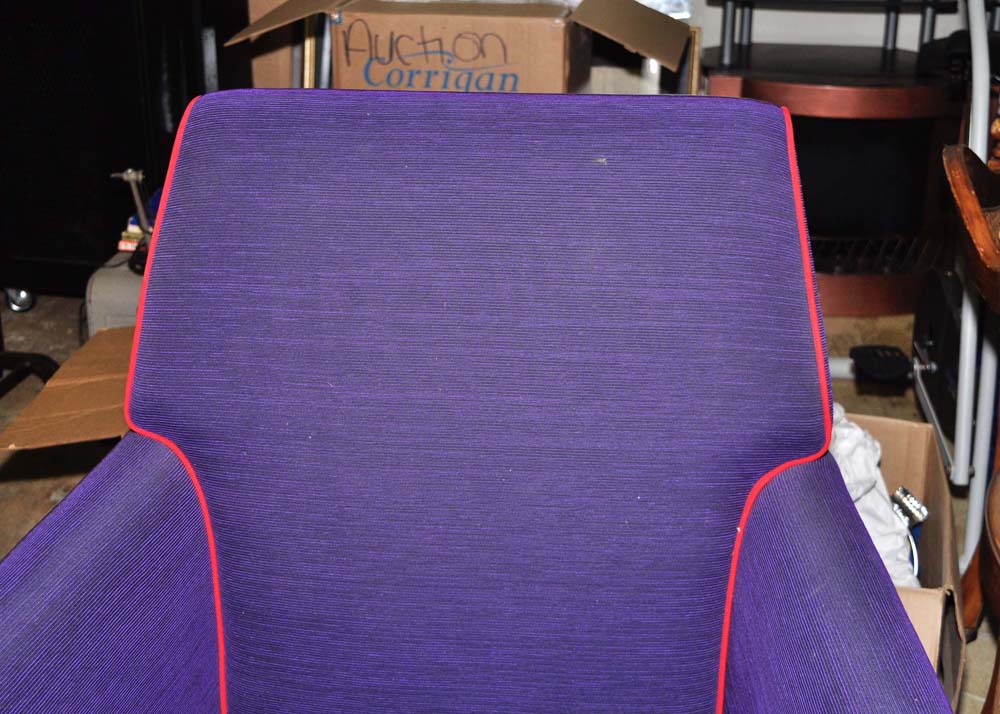 Purple and Red Trimmed Upholstered Chair