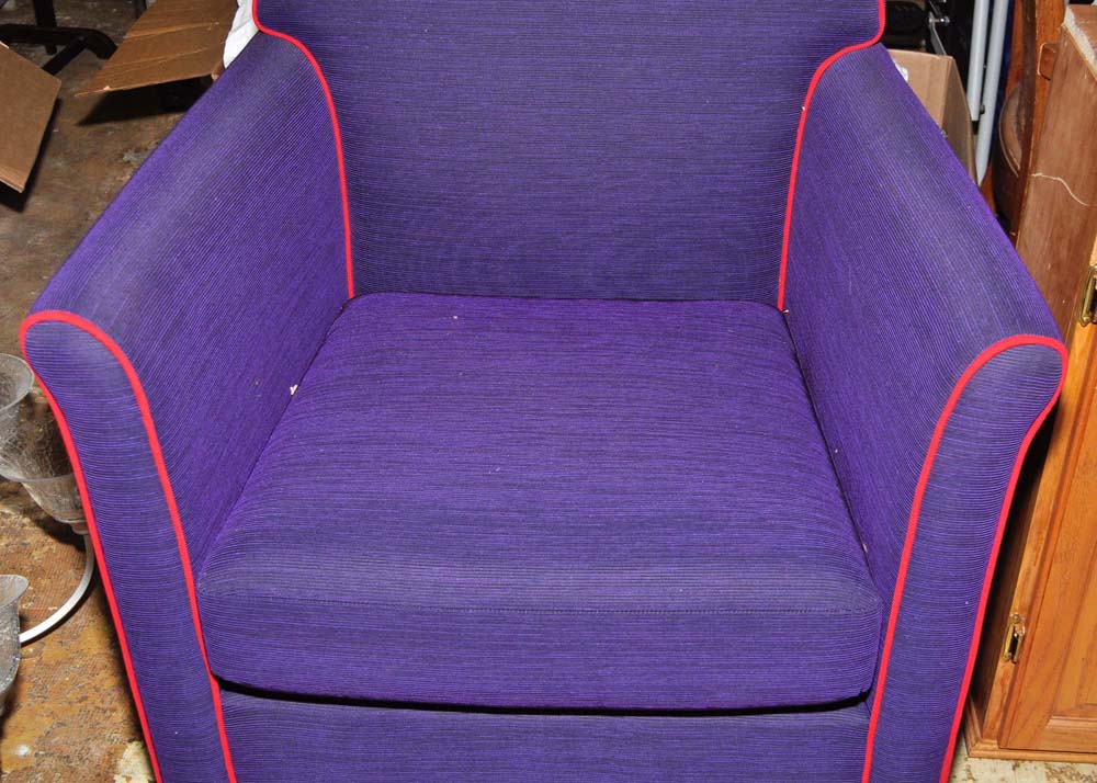 Purple and Red Trimmed Upholstered Chair