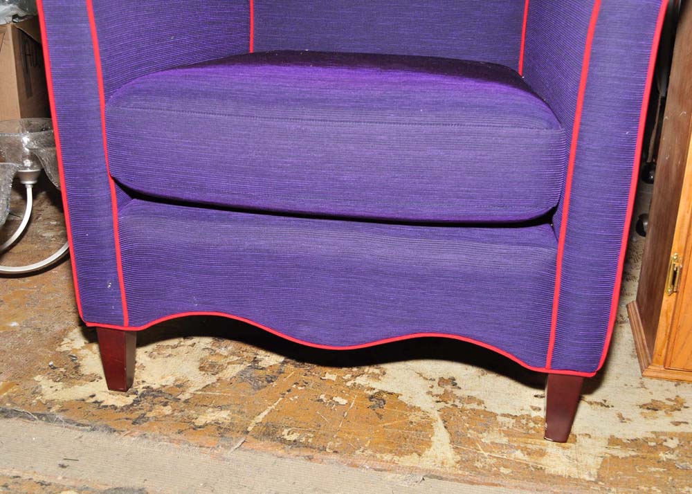 Purple and Red Trimmed Upholstered Chair