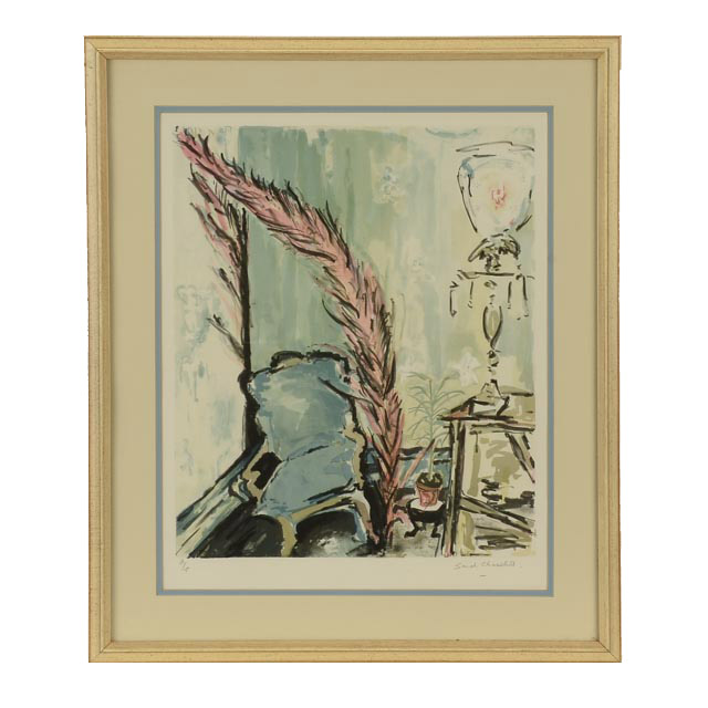 Sarah Churchill Signed LE Hand-Pulled Lithograph "Interior View"