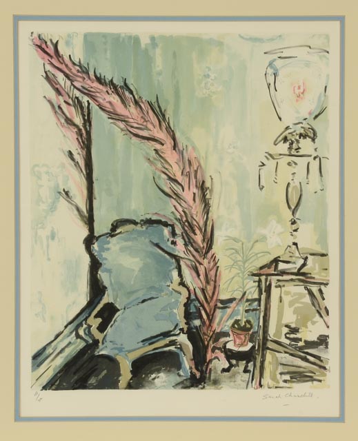 Sarah Churchill Signed LE Hand-Pulled Lithograph "Interior View"