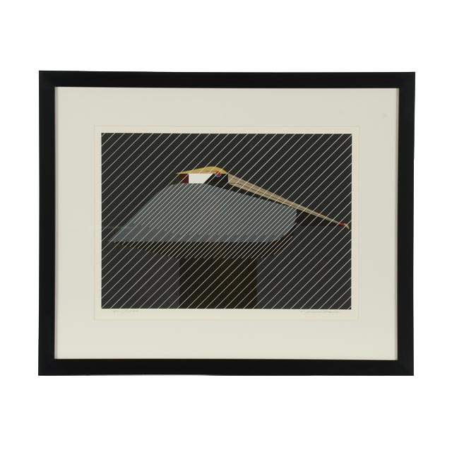 Charley Harper Signed Limited Edition Serigraph "Pelican in Downpour"
