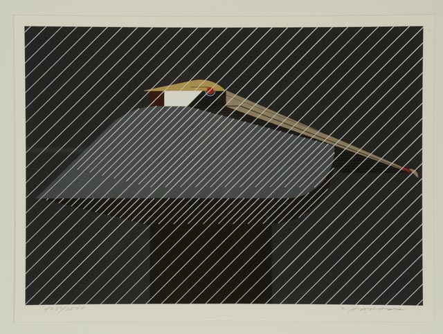 Charley Harper Signed Limited Edition Serigraph "Pelican in Downpour"