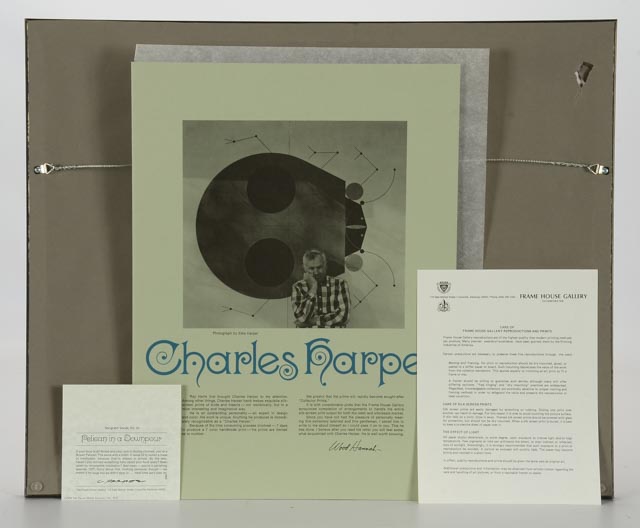 Charley Harper Signed Limited Edition Serigraph "Pelican in Downpour"