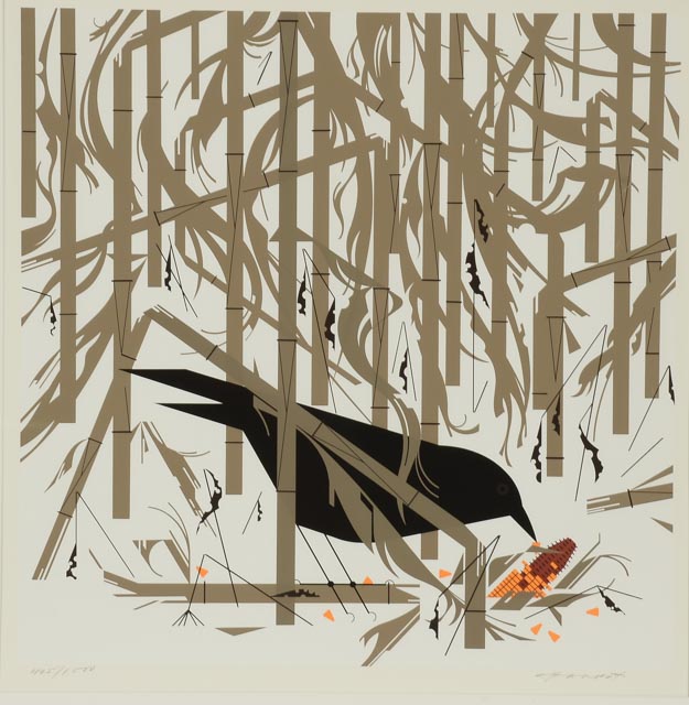 Charley Harper Signed Limited Edition Serigraph "Crow in the Snow"