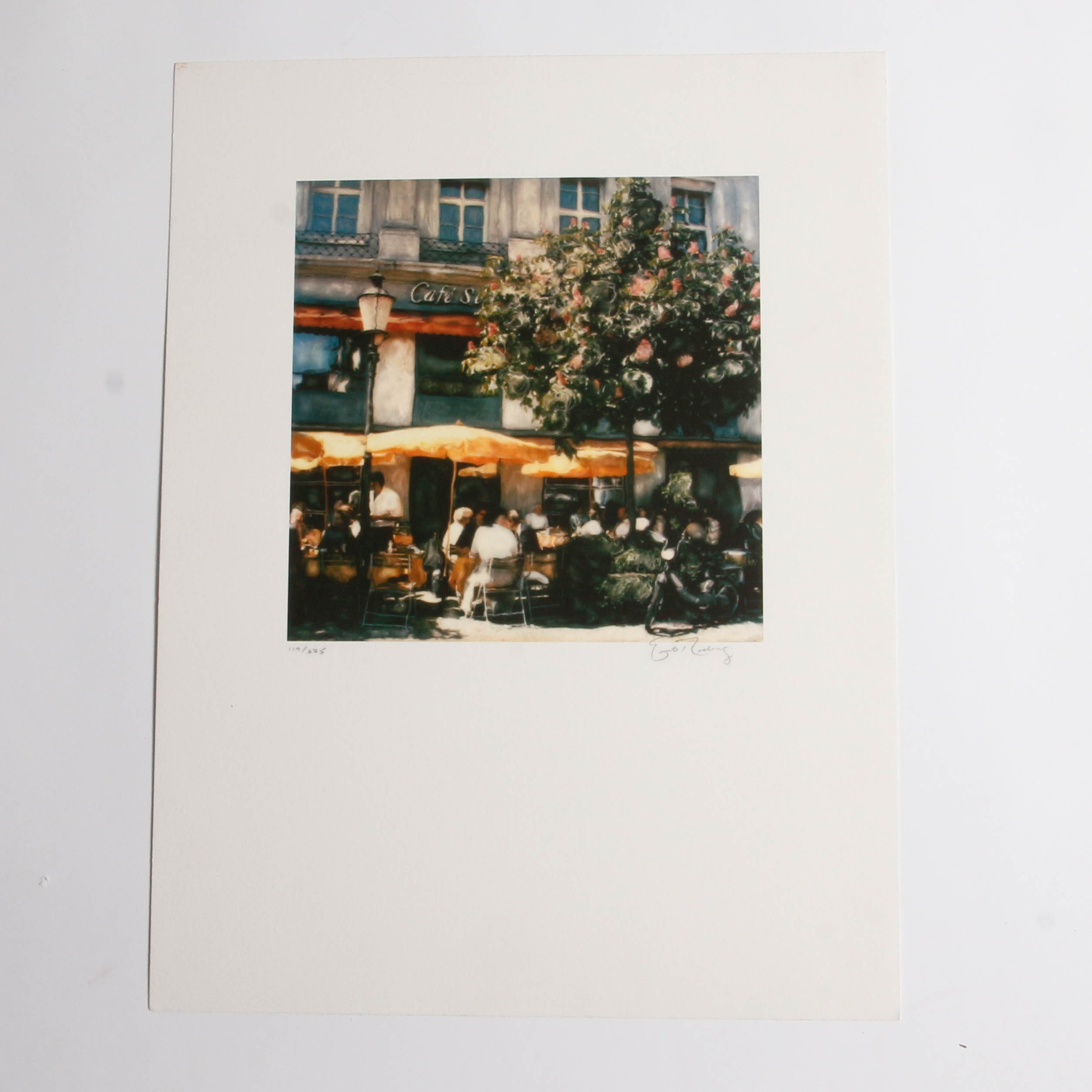 Rodriguez Giclée "Side Walk Cafe with Motorbike"