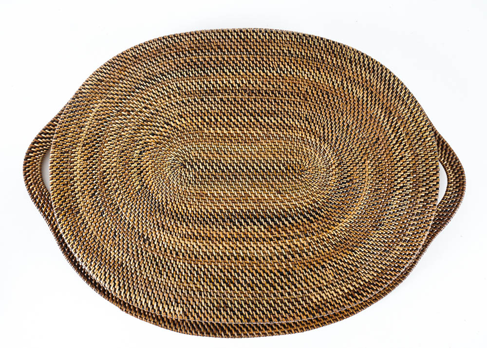 WIlliams-Sonoma Woven Nito Fiber Chargers and Tray with Basket