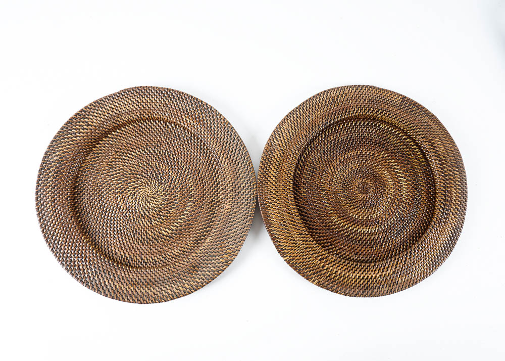 WIlliams-Sonoma Woven Nito Fiber Chargers and Tray with Basket