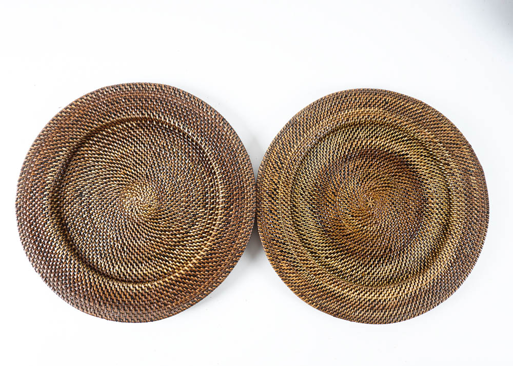 WIlliams-Sonoma Woven Nito Fiber Chargers and Tray with Basket