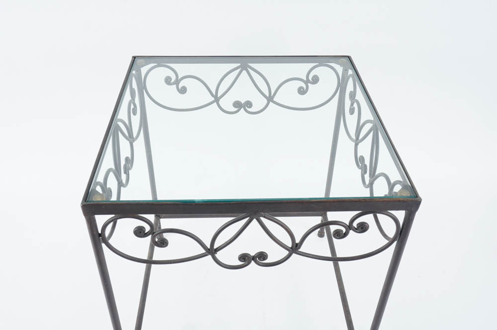 Wrought Metal Glass Top Nesting Tables