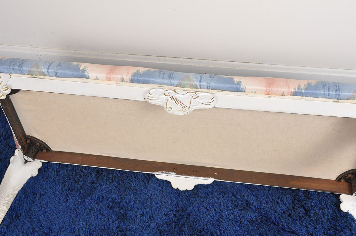 Painted Cast Iron Bench With Upholstered Seat