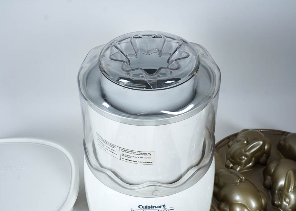 Baking Supplies Including Corningware and Cuisinart Ice Cream Maker