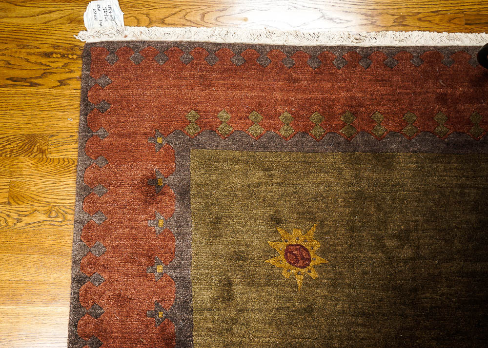 Hand Knotted Neutral Nepalese Area Rug