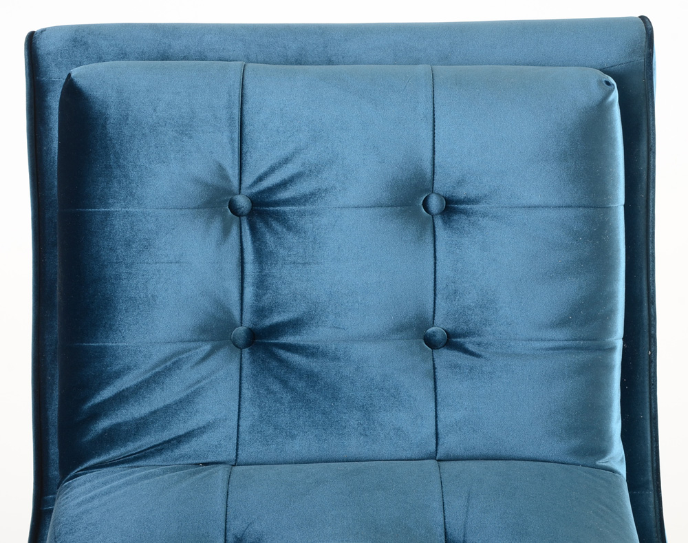 Blue Velour Button Tufted Lounge Chair