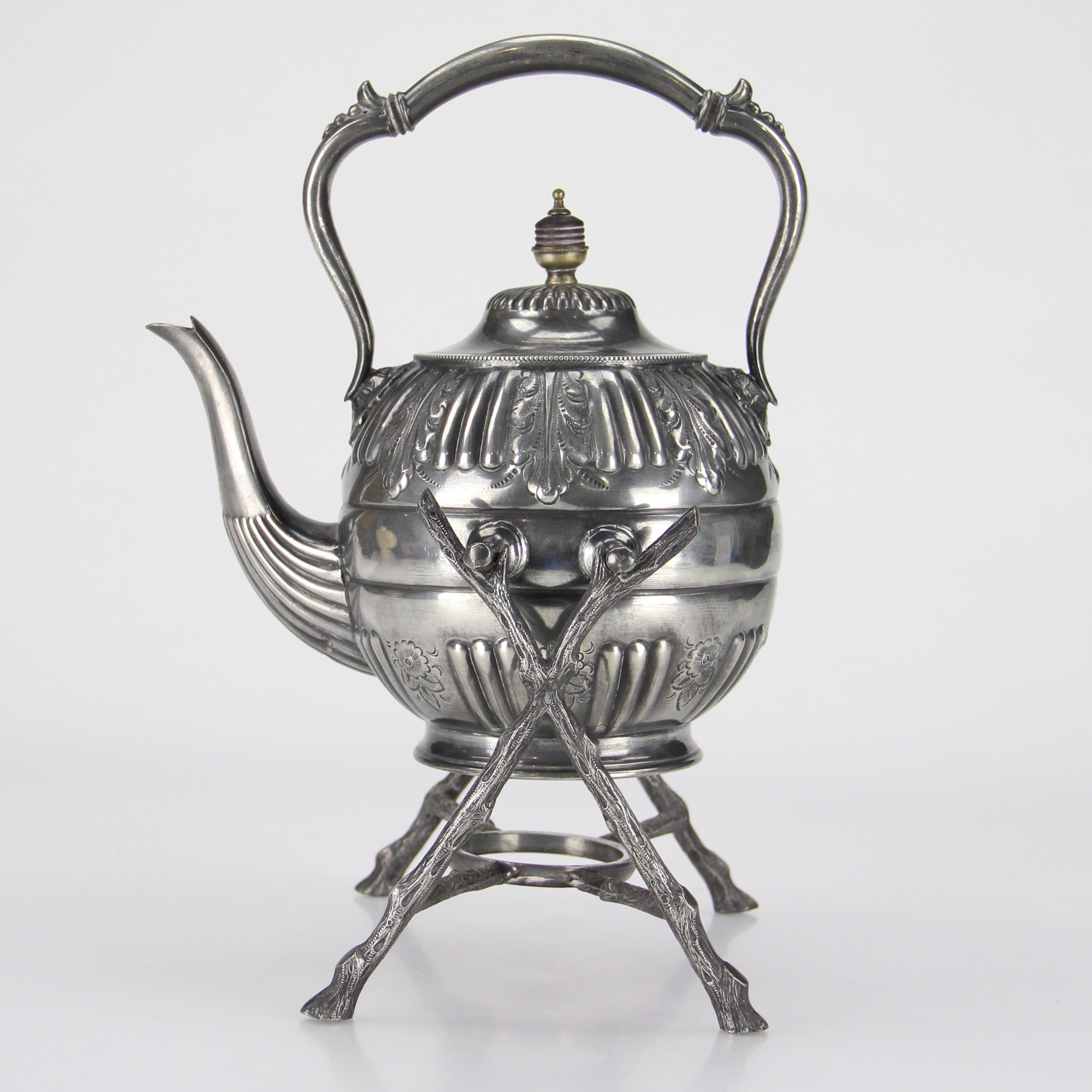 Antique Silver Plate Teapot with Stand