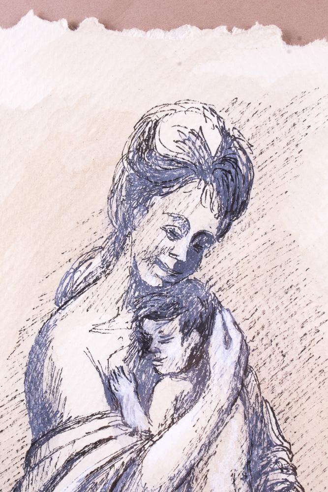 E.D. Hilbert "Mother and Child" Drawing