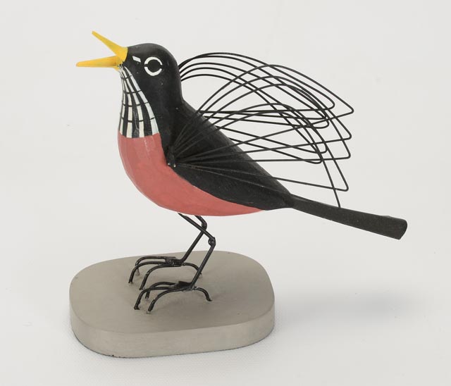 Wood and Metal Sculpture After Charley Harper "Round Robin"