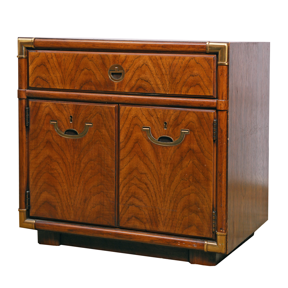 Drexel "Accolade" Campaign Style Oak Side Table