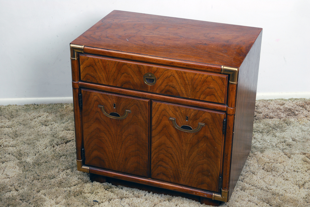 Drexel "Accolade" Campaign Style Oak Side Table