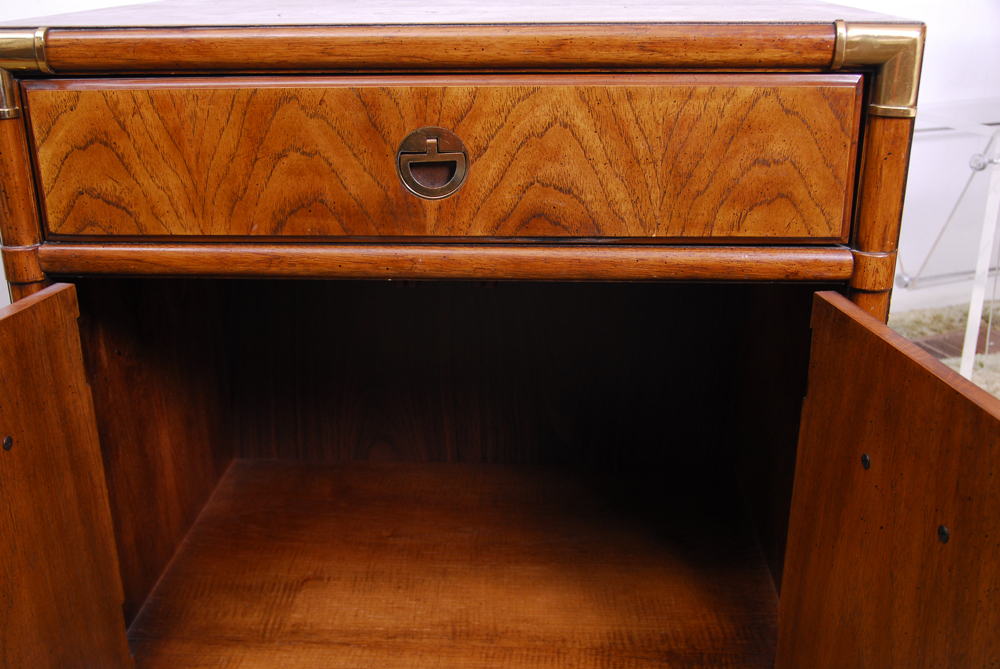 Drexel "Accolade" Campaign Style Oak Side Table