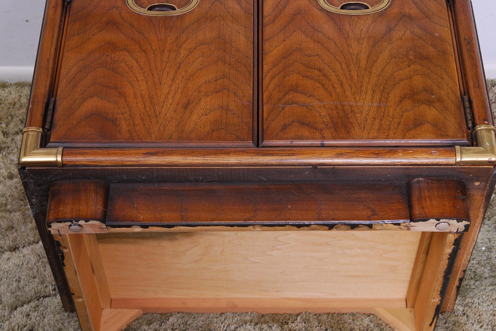 Drexel "Accolade" Campaign Style Oak Side Table