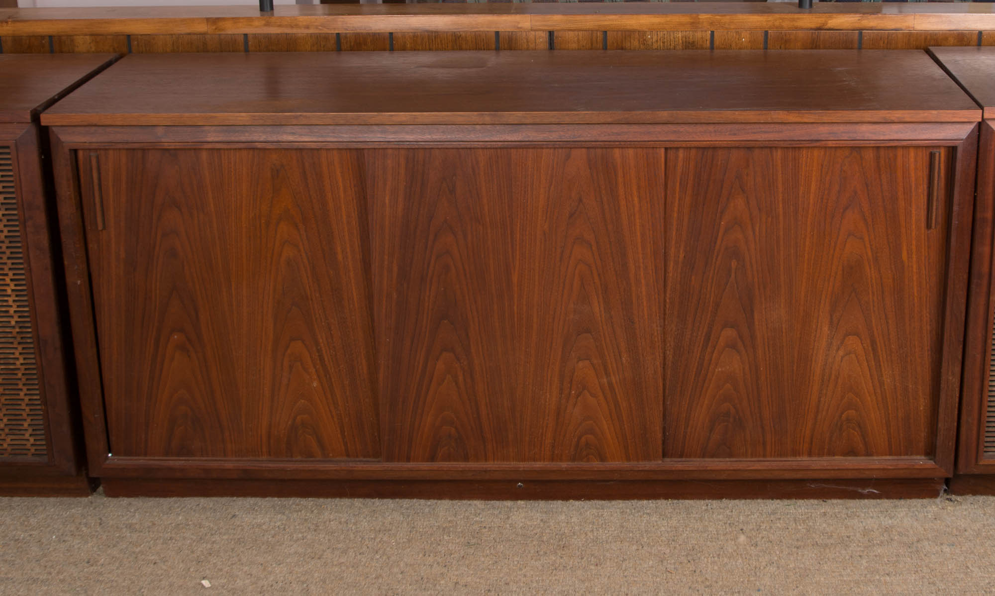Mid-Century Barzilay Walnut Stereo Console with External Speakers