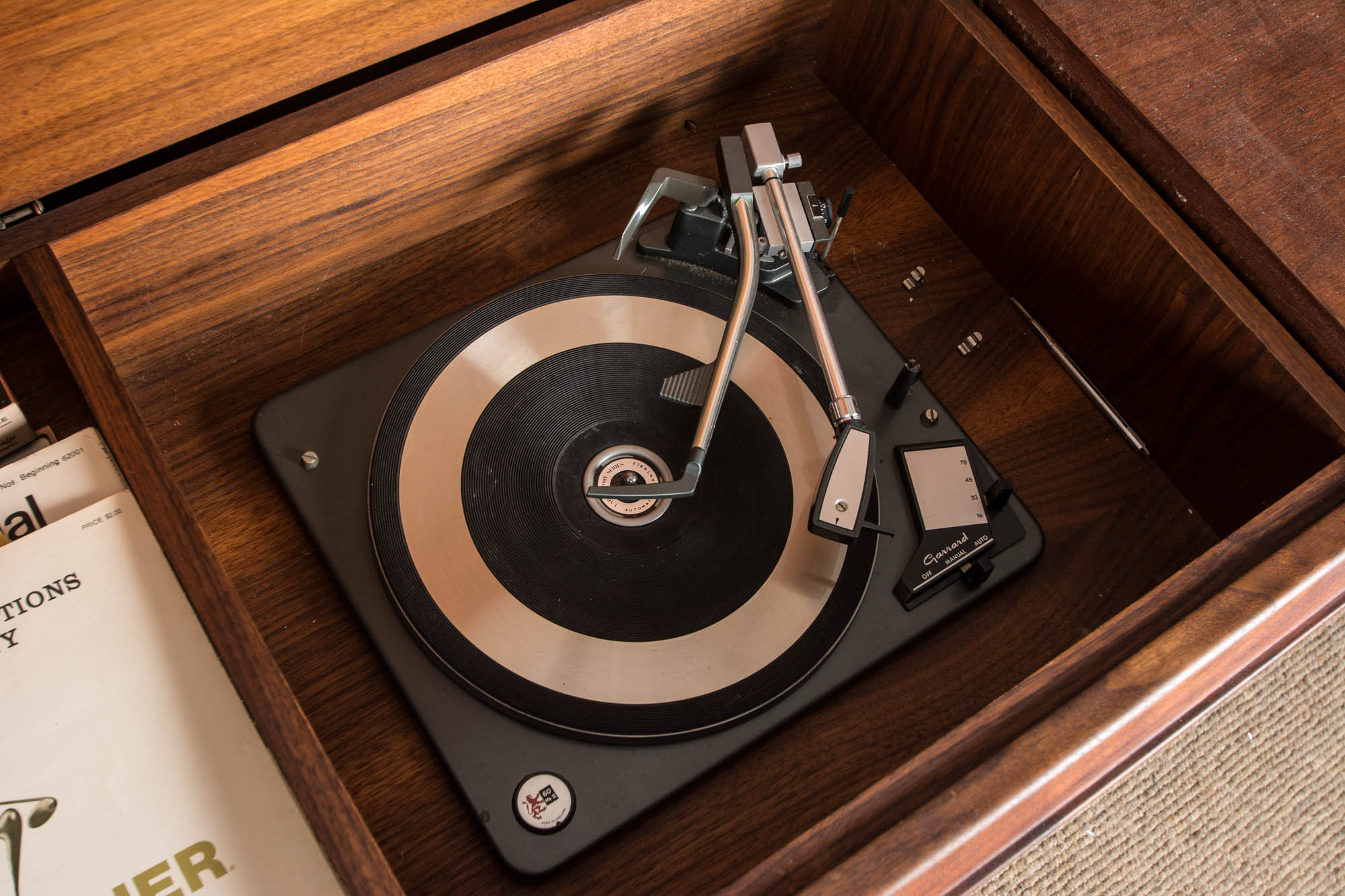 Mid-Century Barzilay Walnut Stereo Console with External Speakers