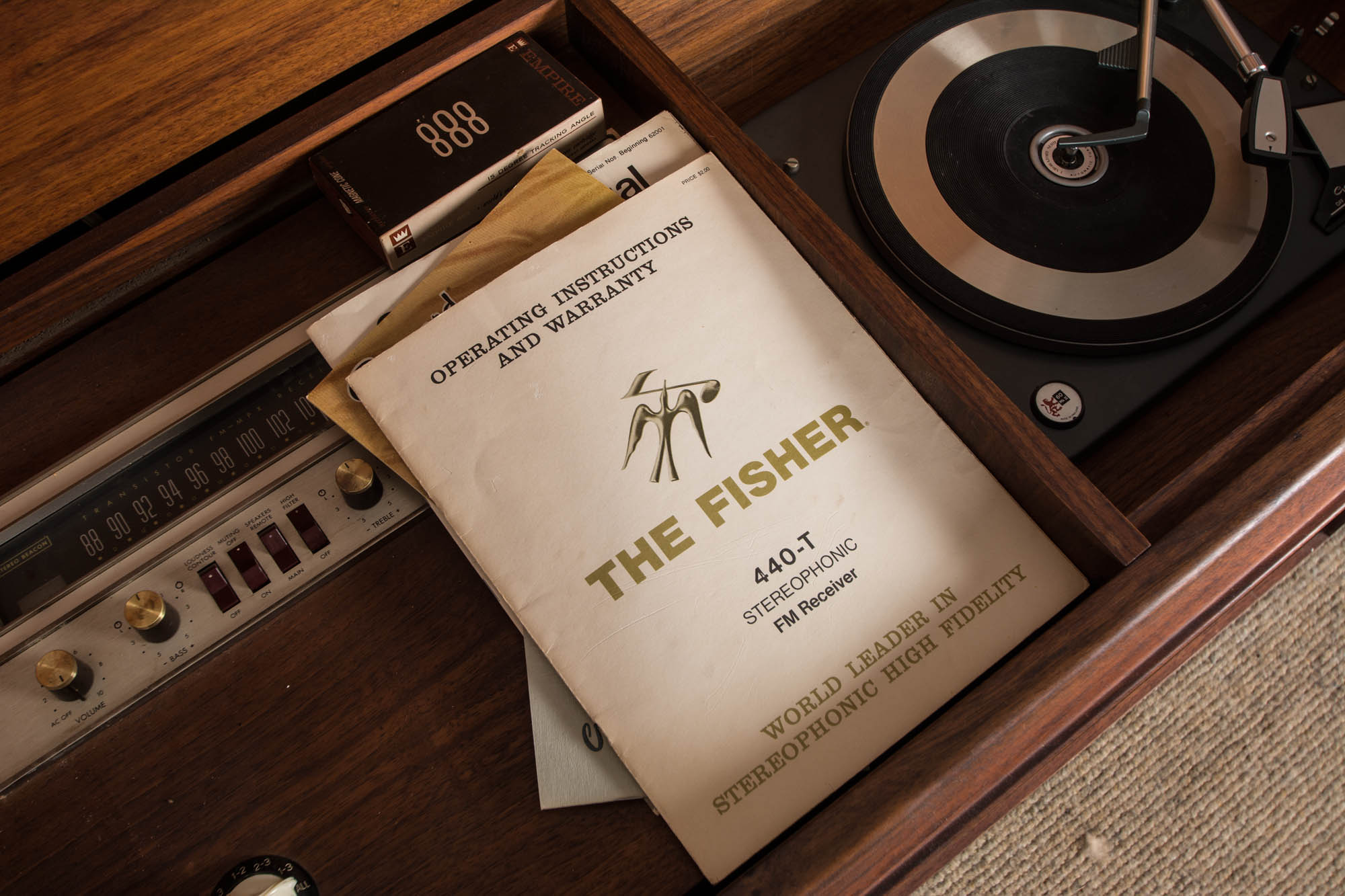 Mid-Century Barzilay Walnut Stereo Console with External Speakers