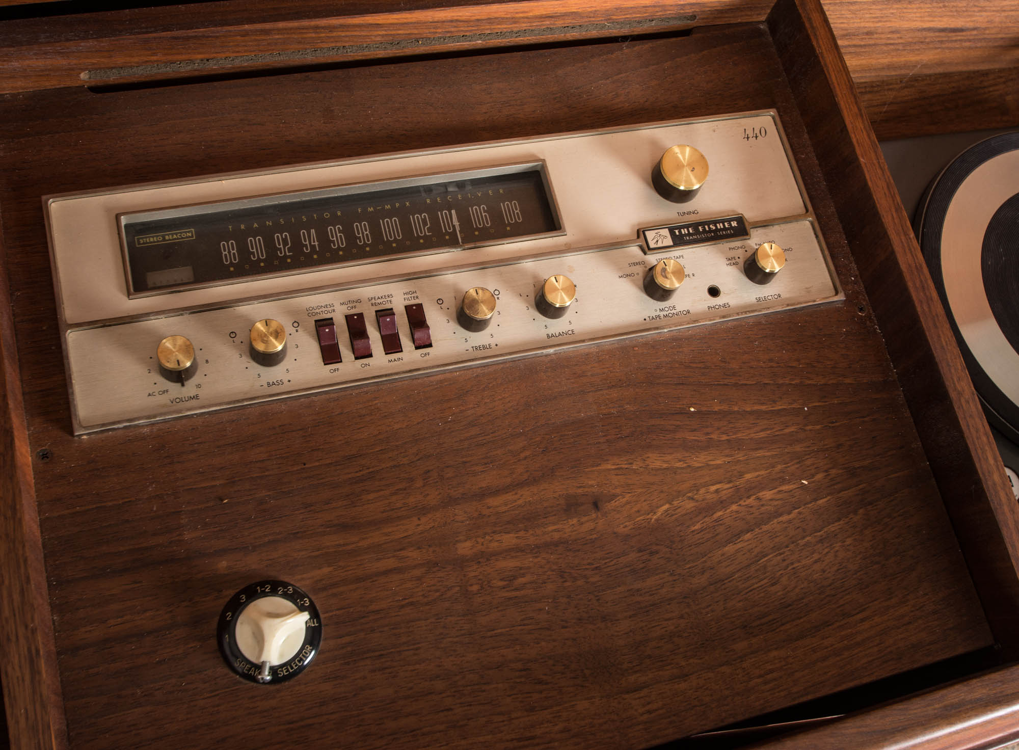 Mid-Century Barzilay Walnut Stereo Console with External Speakers