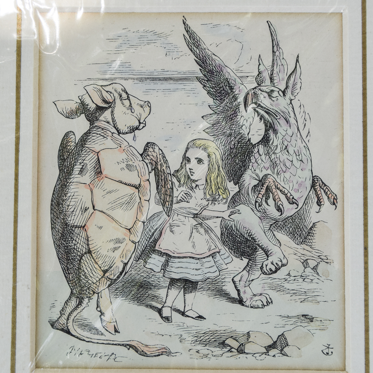 Four Antique Hand-Colored "Alice's Adventures in Wonderland" Bookplates