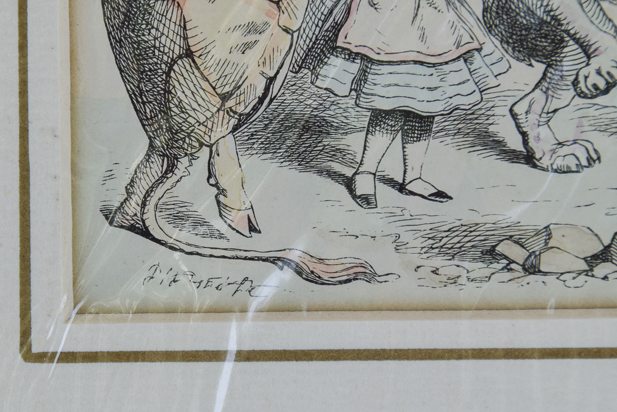 Four Antique Hand-Colored "Alice's Adventures in Wonderland" Bookplates