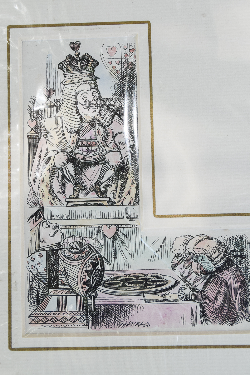 Four Antique Hand-Colored "Alice's Adventures in Wonderland" Bookplates