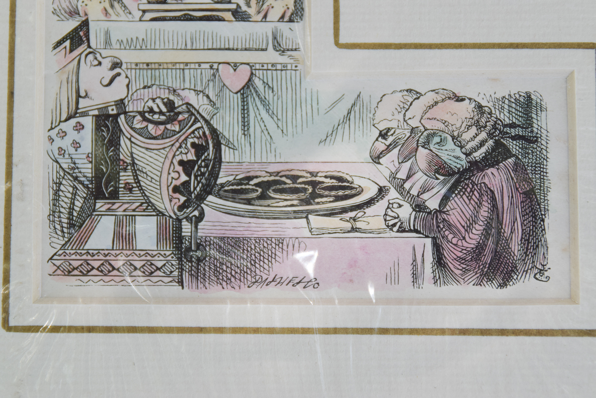 Four Antique Hand-Colored "Alice's Adventures in Wonderland" Bookplates