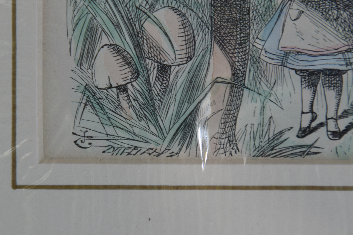 Four Antique Hand-Colored "Alice's Adventures in Wonderland" Bookplates