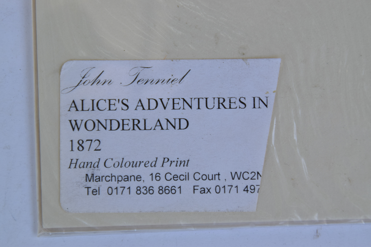 Four Antique Hand-Colored "Alice's Adventures in Wonderland" Bookplates