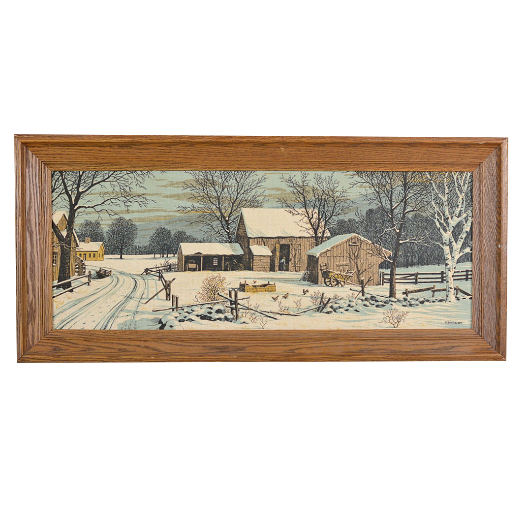 Framed R. Batchelder Lithograph on Linen