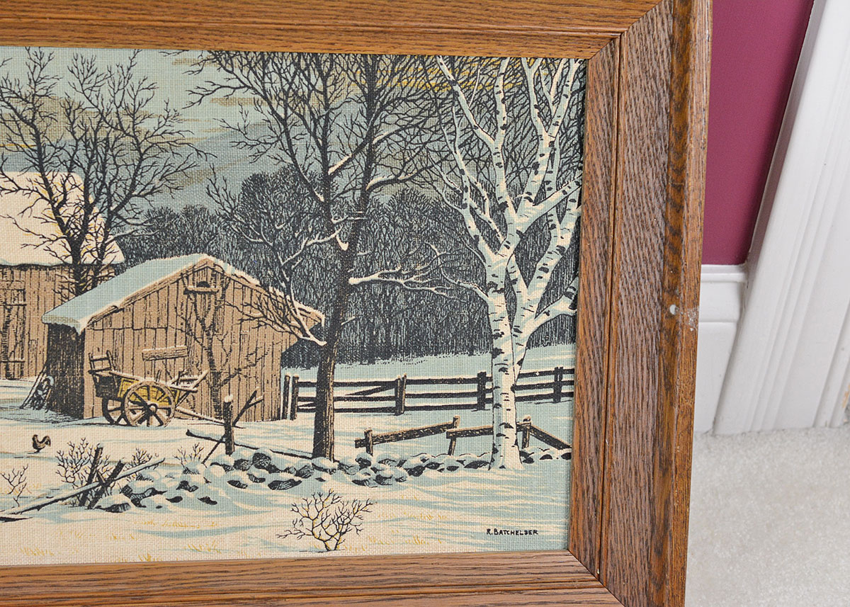 Framed R. Batchelder Lithograph on Linen