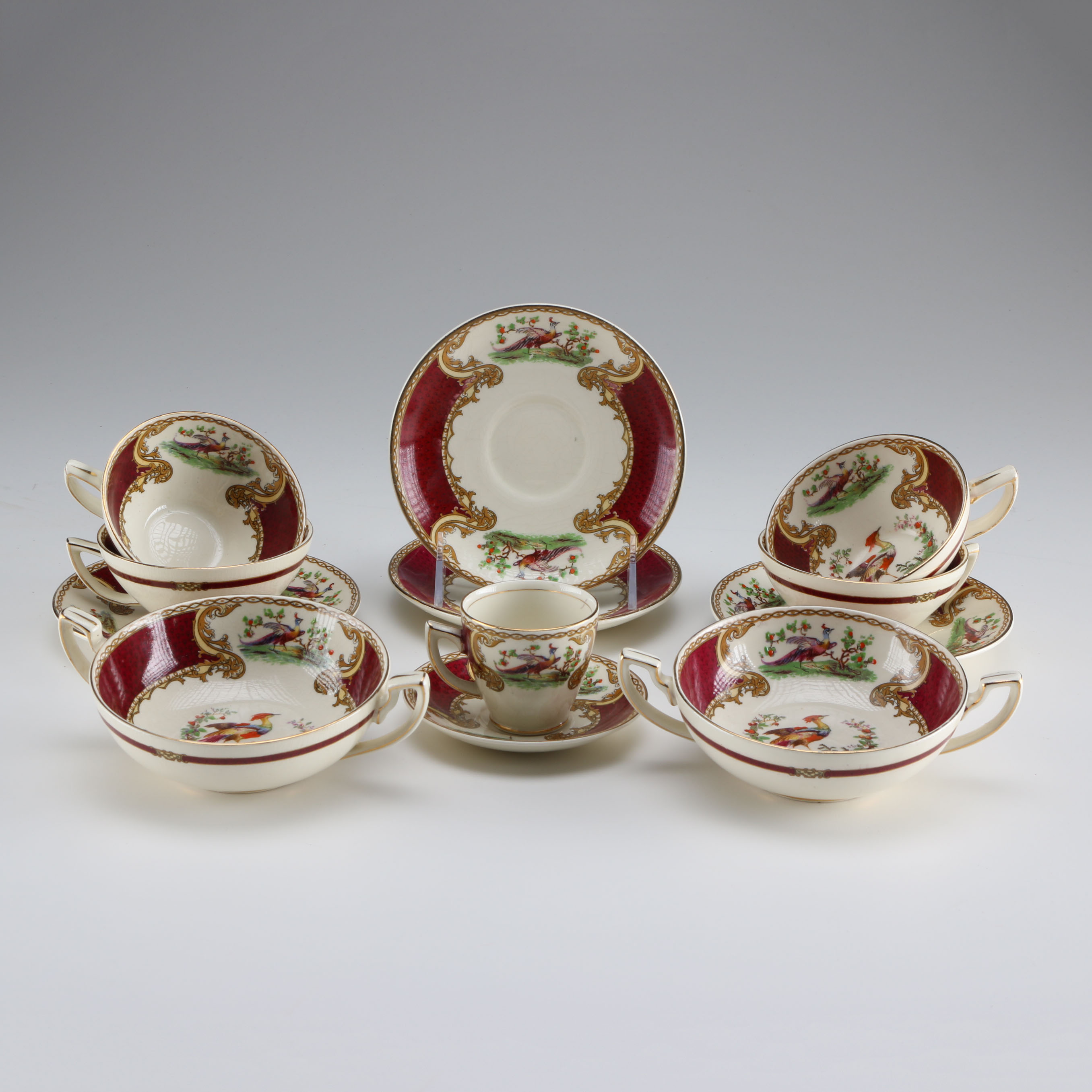 Set of Myott "Chelsea Bird" Vintage Staffordshire China