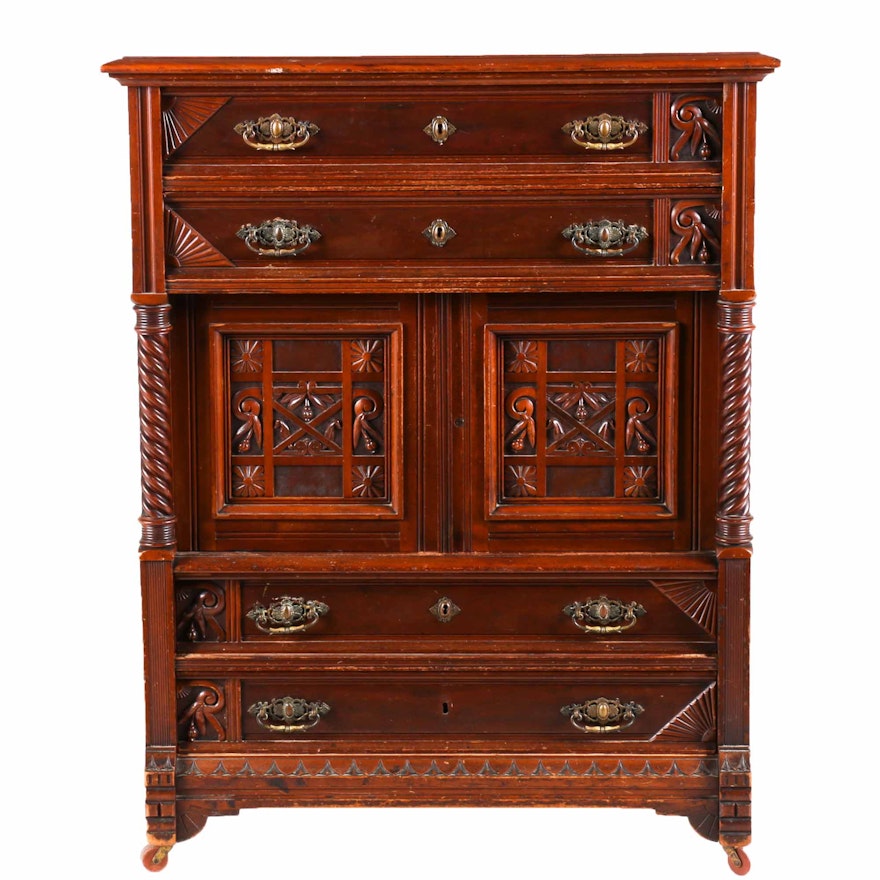 Antique Mahogany Linen Press