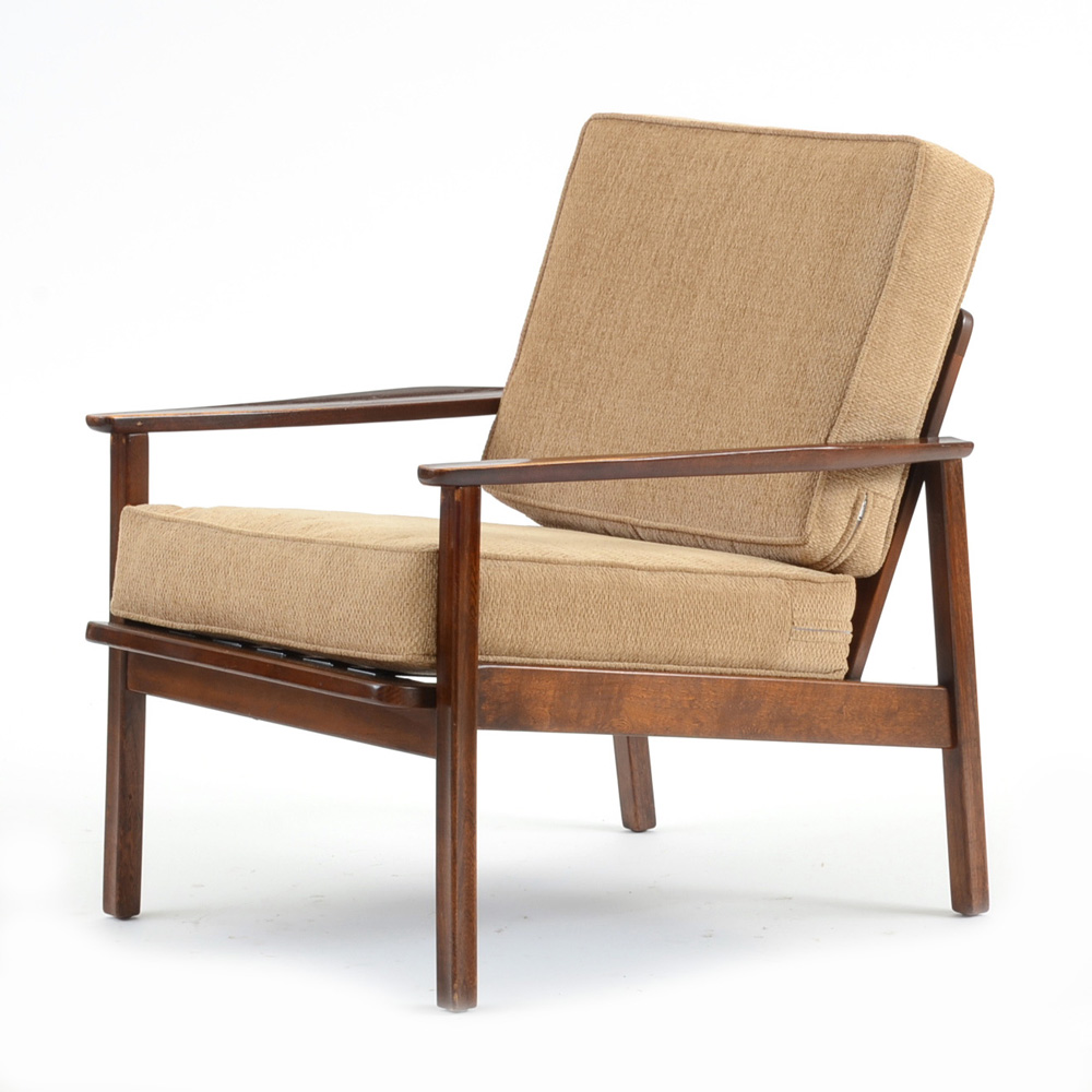 Danish Modern Hans Wegner Style Walnut Lounge Chair