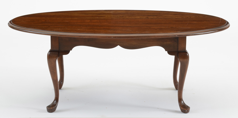 Cherry Queen Anne Style Oval Coffee Table