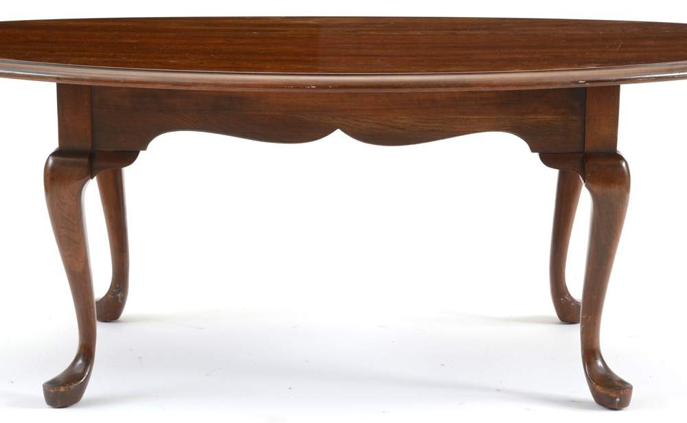 Cherry Queen Anne Style Oval Coffee Table