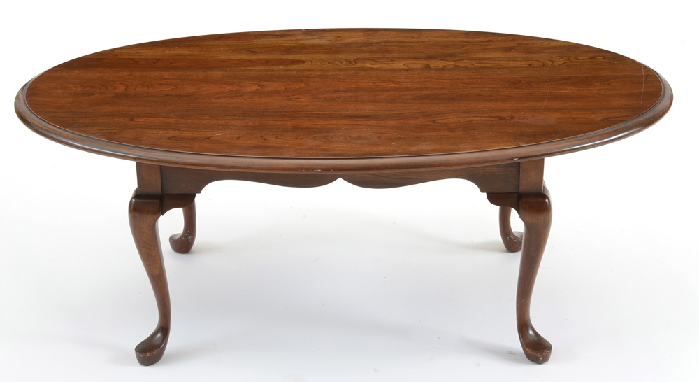 Cherry Queen Anne Style Oval Coffee Table