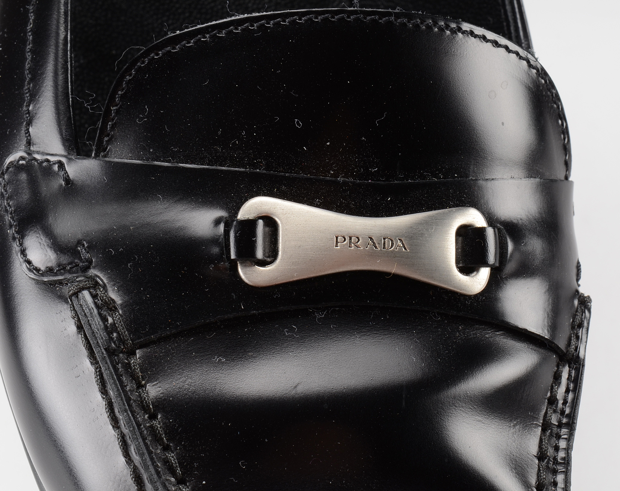 Prada Leather Kitten Heel Loafers