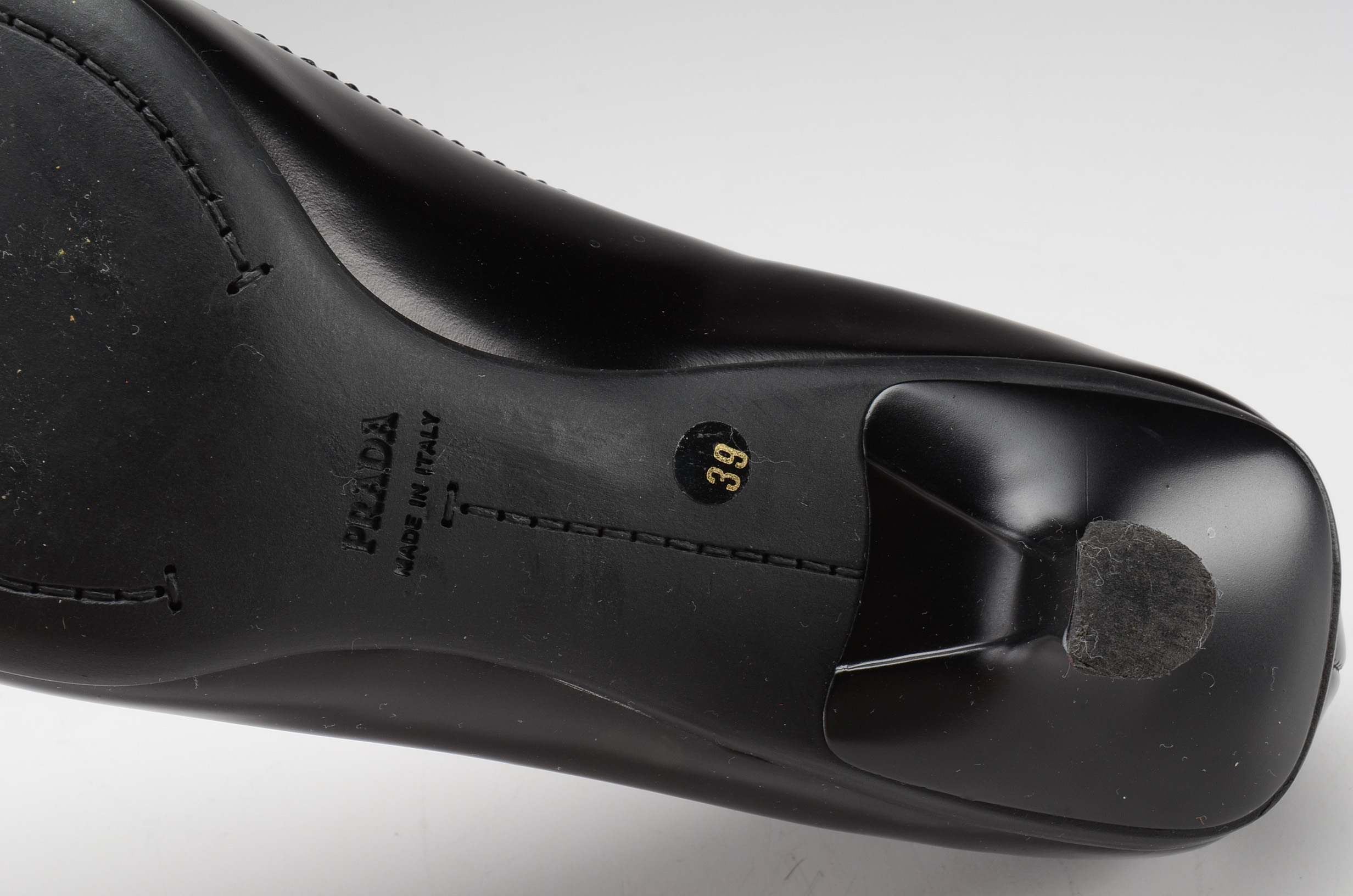 Prada Leather Kitten Heel Loafers